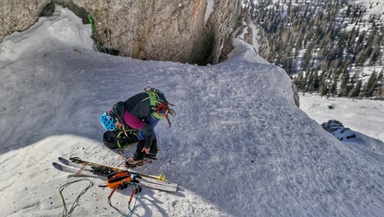 Cascata Toboga, Pala delle Masenade, Moiazza, Dolomites, Giorgia Felicetti, Federico Dell'Antone - Climbing Cascata Toboga at Pala delle Masenade, Moiazza, Dolomites (Giorgia Felicetti / Federico Dell'Antone)