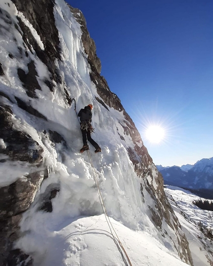 Dolomites ice climbing: Cascata Toboga climbed at Pala delle Masenada in Moiazza