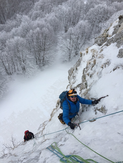 Monte Croce Matese, Appennino, Riccardo Quaranta - Michele Di Chiro e Antonio Patullo sul primo tiro di Battle Hymn - Inno di Battaglia sul Monte Croce Matese