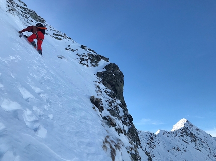 Chaperon, Paul Bonhomme, Xavier Cailhol - Paul Bonhomme and Xavier Cailhol making the first ski descent of the North Face of Chaperon in the French Alps on 19/01/2021