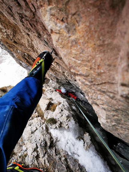 Croda Bagnata, Valle di Landro, Dolomiti, Manuel Baumgartner, Martin Baumgartner - Sorpresa alla Croda Bagnata, Valle di Landro, Dolomiti (Manuel Baumgartner, Martin Baumgartner 12/01/2021)