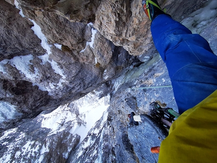 Croda Bagnata, Valle di Landro, Dolomiti, Manuel Baumgartner, Martin Baumgartner - Sorpresa alla Croda Bagnata, Valle di Landro, Dolomiti (Manuel Baumgartner, Martin Baumgartner 12/01/2021)