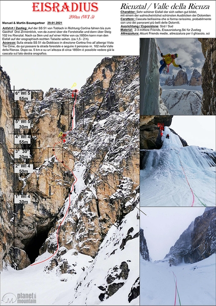 Val Rienza, Tre Cime di Lavaredo, Dolomiti, Manuel Baumgartner, Martin Baumgartner - Eisradius, Val Rienza, Dolomiti (Manuel & Martin Baumgartner 29/01/2021)