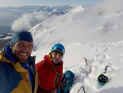 Cimon di Palantina, Alpago, Andrea Gamberini, Giovanni Zaccaria - Giovanni Zaccaria e Andrea Gamberini durante l'apertura di Piatto d'Argento al Cimon di Palantina in Alpago