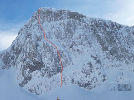 Cimon di Palantina, Alpago, Andrea Gamberini, Giovanni Zaccaria - Il tracciato di Piatto d'Argento al Cimon di Palantina in Alpago (Andrea Gamberini, Giovanni Zaccaria 05/02/2021)