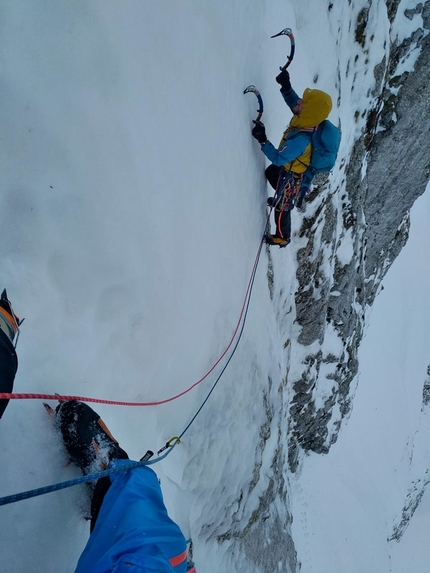 Cimon di Palantina, Alpago, Andrea Gamberini, Giovanni Zaccaria - Giovanni Zaccaria durante l'apertura di Piatto d'Argento al Cimon di Palantina in Alpago