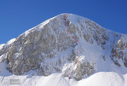 Scoglio della Sassetelli, Appennino Centrale, Resilience, Pino Calandrella, Giulio Longhi, Vlad Almasan - Il tracciato della via Resilience allo Scoglio della Sassetelli (Appennino Centrale) di Vlad Almasan, Pino Calandrella e Giulio Longhi