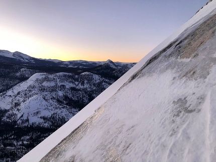 Half Dome, Yosemite, Zach Milligan, Jason Torlano - Blue ice on Half Dome, Yosemite, during the ski descent by Zach Milligan and Jason Torlano