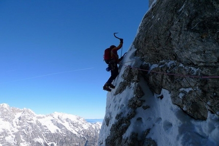 Triglav - Climbing beneath the headwall.