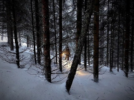L’anno dei 7 inverni, Matteo Righetto - Matteo Righetto tra i boschi del Fodòm e la valle di Colle Santa Lucia