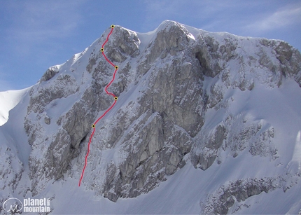 Pizzo Deta, Dolce Ricordo, Giovanni Maria Cianfarani, Massimiliano Facco, Luca Gasparini - Il tracciato della via Dolce Ricordo al Pizzo Deta nell'Appennino Centrale, aperta da Giovanni Maria Cianfarani, Massimiliano Facco, Luca Gasparini il 03/03/2021