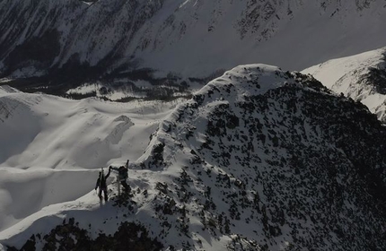 Mount Nelson, Canada, Christina Lustenberger, Ian McIntosh - Christina Lustenberger & Ian McIntosh making the first ski descent of Mount Nelson in Canada on 04/03/2021