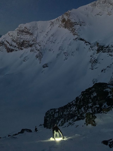 Mount Nelson, Canada, Christina Lustenberger, Ian McIntosh - Ian McIntosh climbing the South Face of Mount Nelson in Canada, before making the mountain's first ski descent down the East Face with Christina Lustenberger 04/03/2021