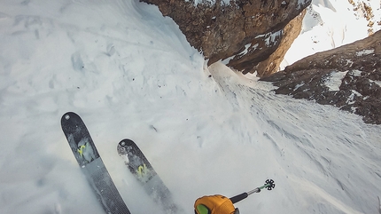 Monte Fop, Dolomiti, Alberto Ronchi, Patrik De Michiel, Linea Chasing Aesthetics - Alberto Ronchi scende la parete nord del Monte Fop, Dolomiti