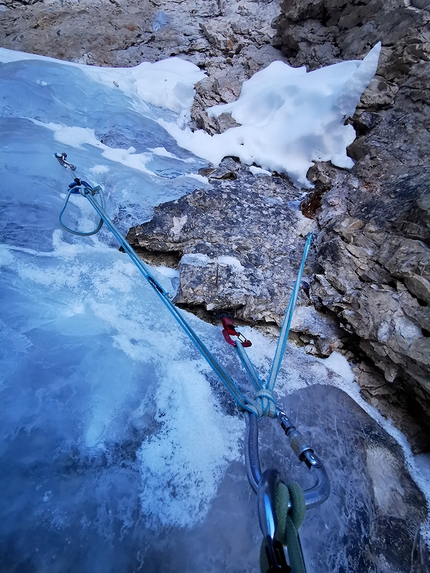 Pragser Wildsee, Seekofel, Croda del Becco, Manuel Baumgartner, Daniel Töchterle - Making the first ascent of Zahnlos at Seekofel in the Dolomites (Manuel Baumgartner, Daniel Töchterle 07/03/2021)