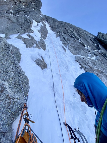 Flammes de Pierre, Mont Blanc, Aymeric Clouet, Mathieu Maynadier, Charles Noirot  - The first ascent of T’enflammes pas on Pointe Michel Micheline, NW Face of Flammes de Pierre in the Mont Blanc massif (Aymeric Clouet, Mathieu Maynadier, Charles Noirot 03/2021)