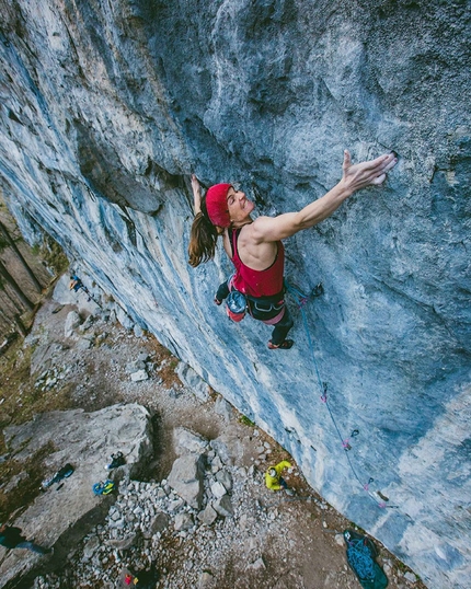 Barbara Zangerl, Sprengstoff, Lorüns, Austria - Barbara Zangerl climbing Sprengstoff 9a at Lorünser Wändle in Austria