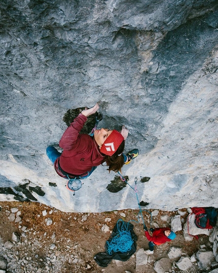 Barbara Zangerl, Sprengstoff, Lorüns, Austria - Barbara Zangerl climbing Sprengstoff 9a at Lorünser Wändle in Austria