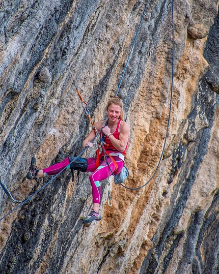 Martina Demmel climbs her first 9a, Joe-cita at Oliana in Spain