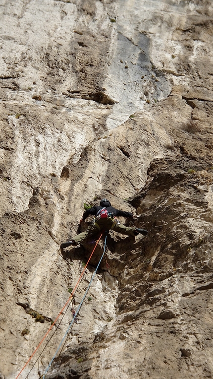 Monte Colodri, Arco, Italy, Francesco Salvaterra, Marco Pellegrini - Making the first ascent of Via per Giuliano on the South Face of Monte Colodri, Arco (Francesco Salvaterra, Marco Pellegrini)