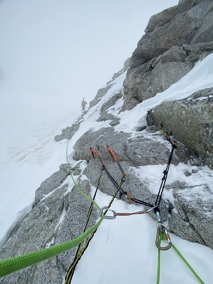 Cima Cercen, Presanella, Emanuele Andreozzi, Matteo Faletti - Sente omeni o giaghete?, parete nord di Cima Cercen (Emanuele Andreozzi, Matteo Faletti 27/03/2021)