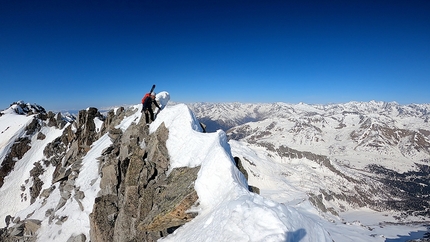 Adamello, Busazza, Presanella, Leonardo Gheza, Giulia Venturelli, alpinismo - Giulia Venturelli lungo la cresta della Busazza