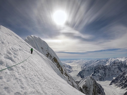 Mt. Huntington, Alaska, Ines Papert, Luka Lindič - Ines Papert and Luka Lindič making the first ascent of Heart of Stone, Mt. Huntington, Alaska