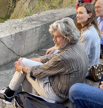 Reinhold Messner, Diane Schumacher - Reinhold Messner e Diane Schumacher a Castel Firmian durante la premiazione del Premio Paul Preuss 2020