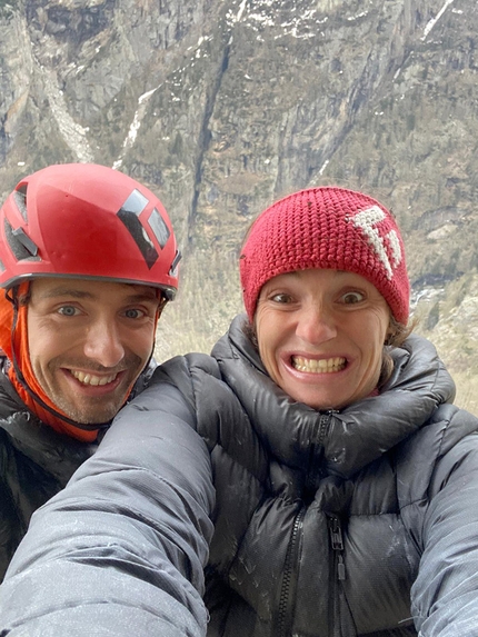 Valle Orco, Jacopo Larcher, Barbara Zangerl - Jacopo Larcher and Barbara Zangerl climbing Angels and Demons on Caporal in Valle dell'Orco