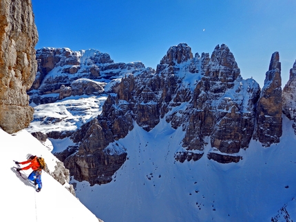Big new winter climb on Cima Tosa in Brenta Dolomites by Andreozzi, Faletti, Padros