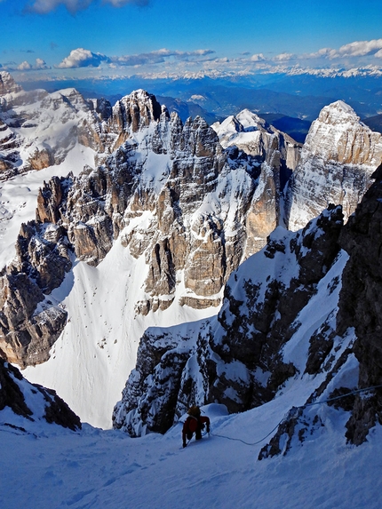 Cima Tosa, Brenta Dolomites, Pazzione Primavernale, Emanuele Andreozzi, Matteo Faletti, Santiago Padrós - Pazzione Primavernale on Cima Tosa in the Brenta Dolomites first ascended by Emanuele Andreozzi, Matteo Faletti, Santiago Padrós