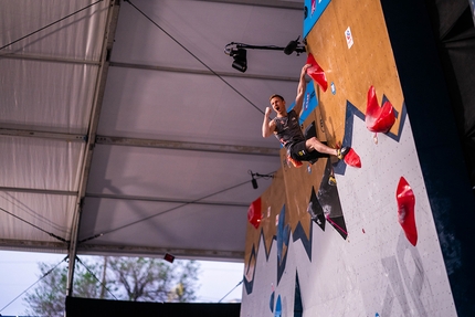 Salt Lake City, Boulder World Cup 2021 - Jakob Schubert competing in the second stage of the Boulder World Cup 2021 at Salt Lake City