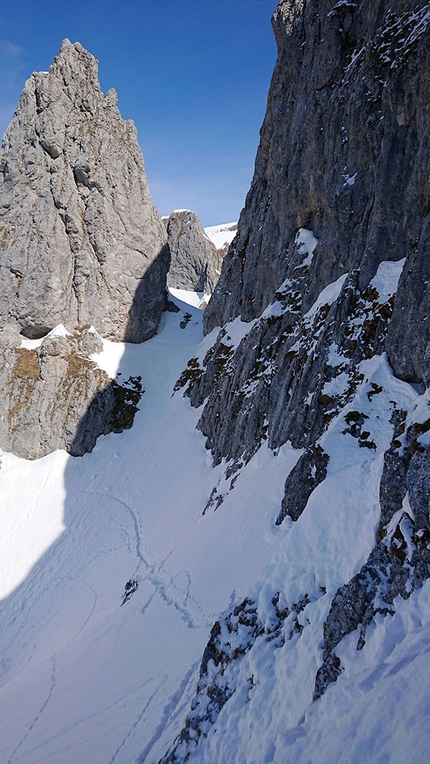 Cima del Tovo, Dolomiti di Brenta, Luca Dallavalle - Le discese di Luca Dallavalle da Cima del Tovo, Dolomiti di Brenta il 13/03/2021