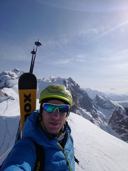 Cima del Tovo, Dolomiti di Brenta, Luca Dallavalle - Luca Dallavalle il 13/03/2021 durante la discesa da Cima del Tovo, Dolomiti di Brenta 