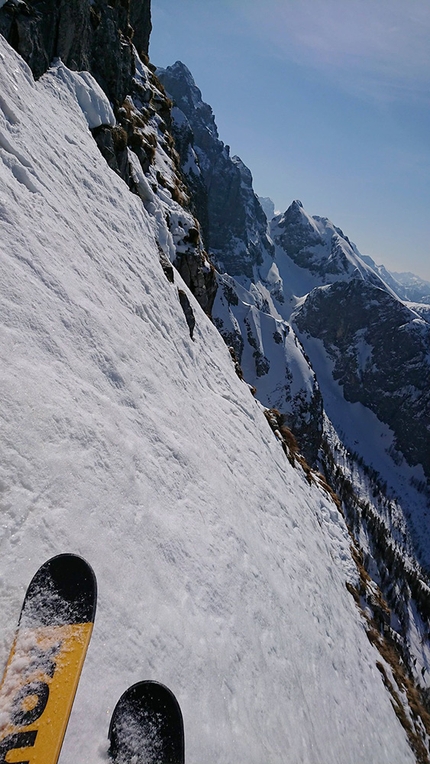 Cima del Tovo, Dolomiti di Brenta, Luca Dallavalle - La discesa di Luca Dallavalle da Cima del Tovo, Dolomiti di Brenta il 13/03/2021