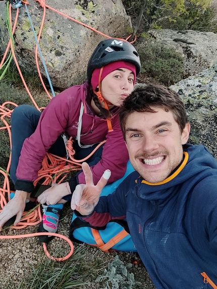 Corsica, Bavella, Symon Welfringer - Symon Welfringer and Manon Berend climbing Delicatessen at Punta d’u Corbu in the Bavella massif in Corsica