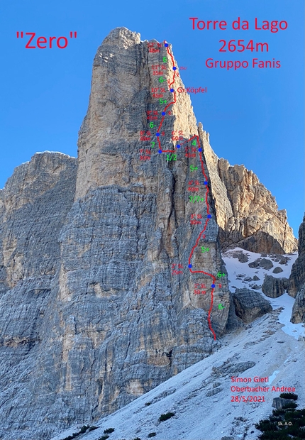 Torre del Lago, Dolomiti, Simon Gietl, Andrea Oberbacher, Zero - Zero alla Torre del Lago, Dolomiti (Simon Gietl, Andrea Oberbacher 28/05/2021)