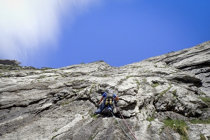 Pale di San Lucano, Dolomiti, La Grande Traversata, Valle dei Sogni, Santiago Padròs, Diego Toigo - Pale di San Lucano, Dolomiti: sulla via Mario Tome Bariza, nella Quarta Pala