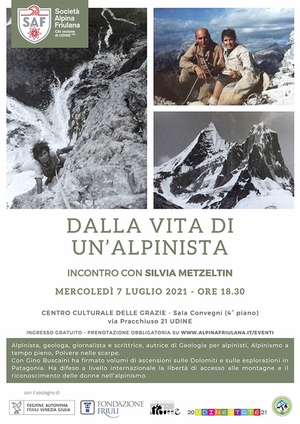 Silvia Metzeltin oggi a Udine per l’incontro Dalla Vita di Un Alpinista