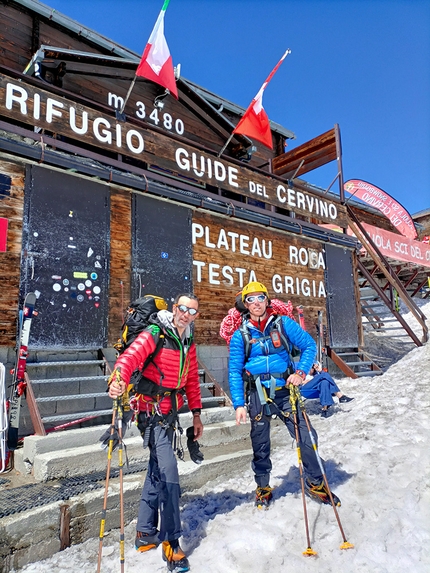 Traversata del Monte Rosa, Andrea Lanfri, Massimo Coda - Andrea Lanfri e Massimo Coda durante la traversata del Monte Rosa