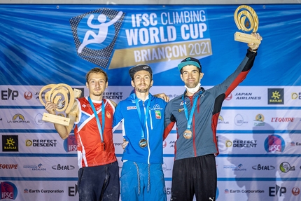 Briançon Lead World Cup - 2. Dmitrii Fakirianov 1. Stefano Ghisolfi 3. Martin Stranik Briançon Lead World Cup 2021