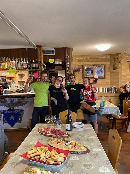 Presolana, Leo Gheza, Angelo Contessi - Leo Gheza and Angelo Contessi at Rifugio Albani, Presolana