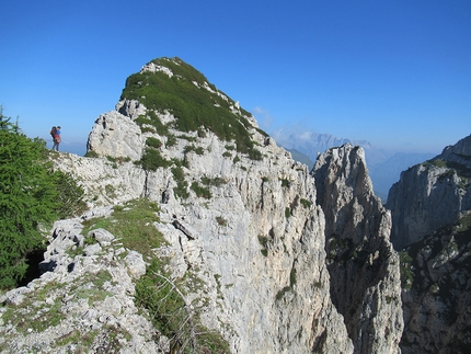 David Leduc, Dolomites - David Leduc on the summit of Spiz di Lagunàz, Pale di San Lucano, Dolomites, in 2020