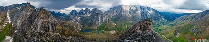 South Muysky Ridge, Siberia, Peak Kart, Peak Mechta - South Muysky Ridge: Camp 3 from Alrair