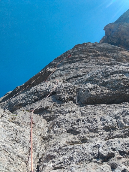 Colonne d’Ercole, Civetta, Dolomiti, Léo Billon, Enzo Oddo - Enzo Oddo su Colonne d’Ercole in Civetta, Dolomiti, a-vista ed in giornata