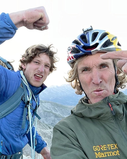 Stefan Glowacz, Philipp Hans, Pic de Bure, France - Philipp Hans and Stefan Glowacz on the summit of Pic de Bure in France, after having established their new 11-pitch variation, August 2021