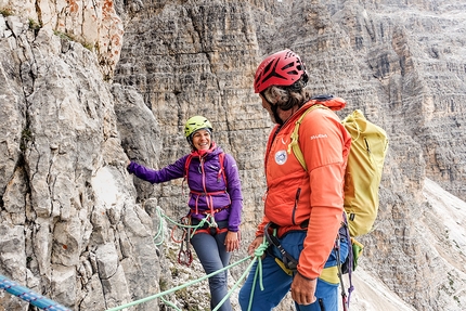 Christoph Hainz, Tre Cime di Lavaredo, Skyline, Dolomiti, Alessandro Beber - Christoph Hainz con Gerda Schwienbacher sulla loro Skyline, Tre Cime di Lavaredo, Dolomiti