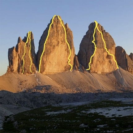 Simon Gietl and Nicolas Hojac speed sextuple on Tre Cime di Lavaredo, Dolomites