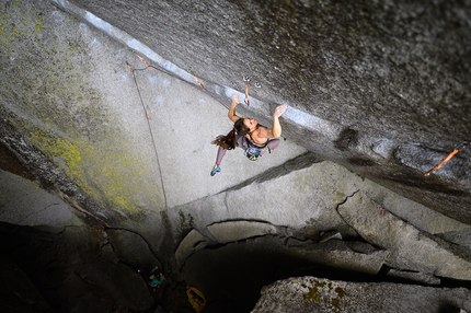 Paige Claassen, Dreamcatcher, Squamish - Paige Claassen making the first female ascent of Dreamcatcher, the iconic 9a at Squamish in Canada first ascended by Chris Sharma in 2005.