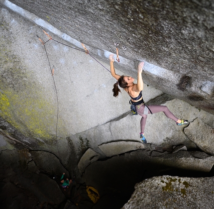 Paige Claassen, Dreamcatcher, Squamish - Paige Claassen making the first female ascent of Dreamcatcher, the iconic 9a at Squamish in Canada first ascended by Chris Sharma in 2005.